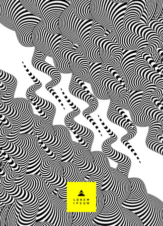 Pattern with optical illusion. Black and white design. Abstract striped background. Vector illustration.のイラスト素材