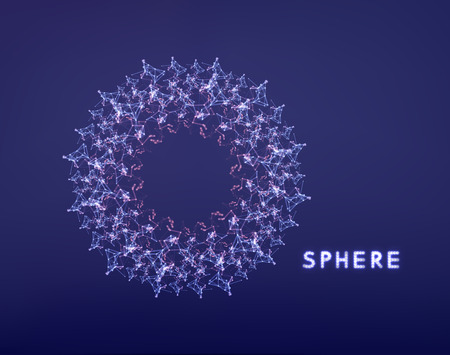Sphere. Illustration with connected lines and dots. Abstract grid design. Connection structure....
