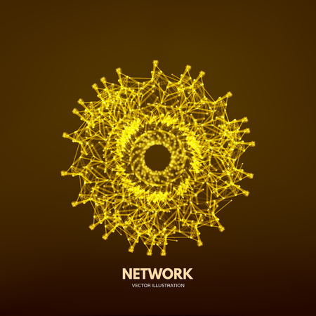 Sphere. Illustration with connected lines and dots. Abstract grid design. Connection structure. Vector illustration for science, chemistry or education.のイラスト素材