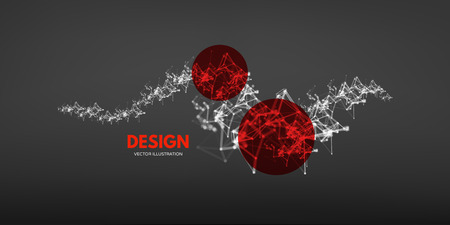 3d connection structure. Futuristic technology style. Low-poly element for design. Vector illustration for science, chemistry or education.のイラスト素材