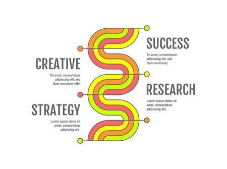 Infographic design with 4 steps. Goal solution concept. Business analysis. Vector illustration for planning, presentation and marketing.のイラスト素材
