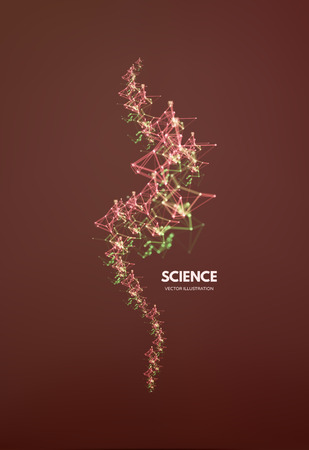3d connection structure. Futuristic technology style. Low-poly element for design. Vector illustration for science, chemistry or education.のイラスト素材