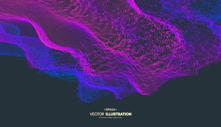 Trendy abstract background. Array with dynamic particles. Modern science or technology element. Cyberspace grid illustration. Vector composition.のイラスト素材