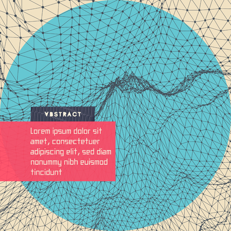 Abstract science or technology background. Cover design template. Network illustration. 3D grid surface.のイラスト素材