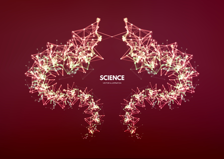 3d connection structure. Futuristic technology style. Low-poly element for design. Vector illustration for science, chemistry or education.のイラスト素材
