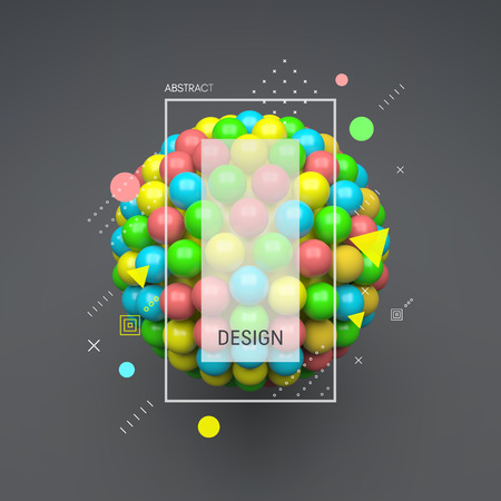 Sphere. 3d vector template. Abstract illustration. Idea concept for science, technology, web design and network.のイラスト素材