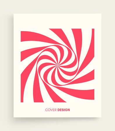 Pattern with optical illusion. Red and white design. Abstract striped candy background. Vector illustration. のイラスト素材