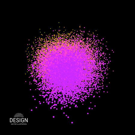 Chaotic particles in empty space. Dynamic background. Vector illustartion.のイラスト素材