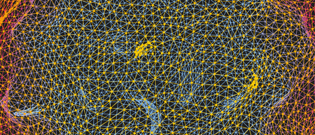 Abstract science or technology background. Graphic design. Network illustration. 3D grid surface.