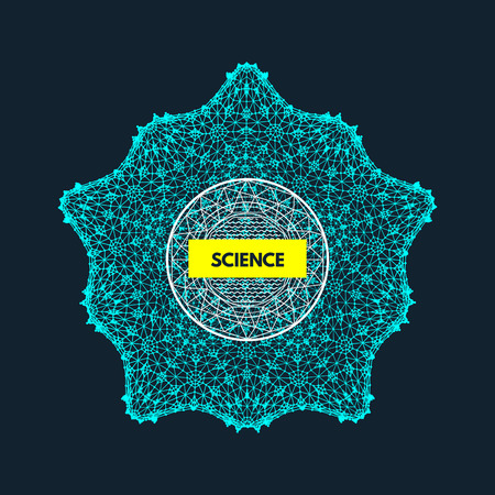 Crystal. Object with lines and dots. Molecular grid. Vector illustration. Futuristic connection structure for chemistry and science.のイラスト素材