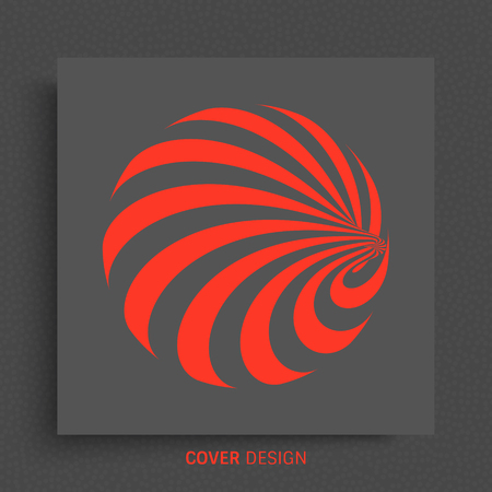 Sphere with lines. Black and red design. Pattern with optical illusion. Abstract 3D geometrical background. Vector illustration.のイラスト素材