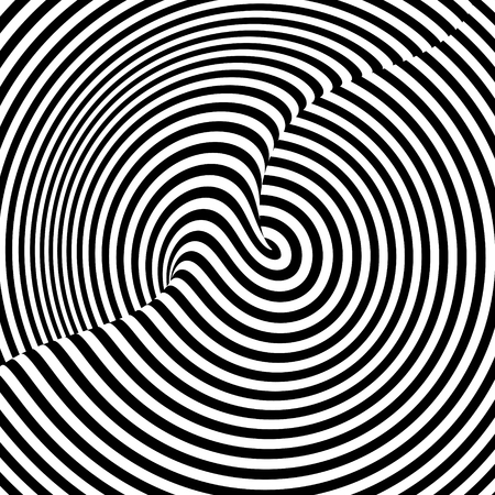 Pattern with optical illusion. Black and white design. Abstract striped background. Vector illustration.のイラスト素材