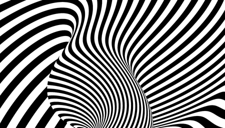Black and white design. Pattern with optical illusion. Abstract 3D geometrical background. Vector illustration.のイラスト素材