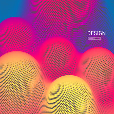 Abstract background. Technology style. 3d network design with particles. Vector illustration. Cover design template. Can be used for advertising, marketing, presentation.のイラスト素材
