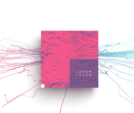 Abstract art. Point explode. Array with dynamic emitted particles. 3d science or technology background. Vector illustration.  のイラスト素材