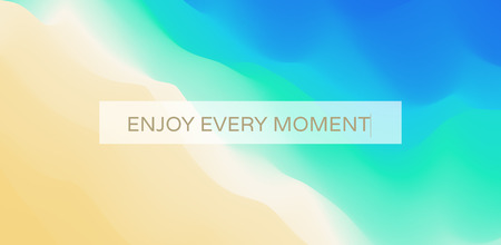 Enjoy every moment. Wave of ocean on the sandy beach. Nature background. Modern screen design for mobile app and web. Summer vector illustration.のイラスト素材