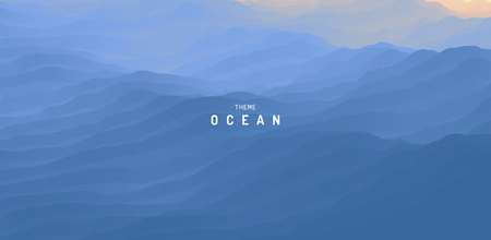 Blue abstract ocean seascape. Sea surface. Water waves. Nature background. Vector illustration for design.のイラスト素材