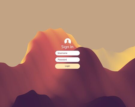 Login user interface. Modern screen design for mobile app and web design. Gradient background. Website element. Vector illustration. のイラスト素材