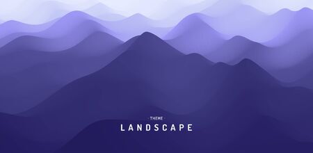 Landscape with mountains and fog. Mountainous terrain. Abstract background. Vector illustration. のイラスト素材