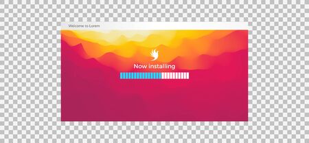 Loading process screen. Installing app or software. Progress loading bar. Abstract background with...