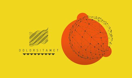 Sphere with connected lines and dots. Global digital connections. Abstract 3d grid design. Technology style. Vector composition for cover, poster, flyer or banner.のイラスト素材