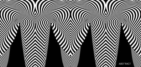 Black and white abstract striped background. Optical art. 3d vector illustration for brochure, annual report, magazine, poster, presentation, flyer and banner.のイラスト素材
