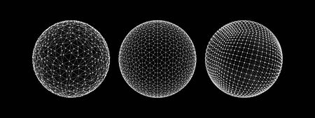 Sphere with connected lines. Global digital connections. Wireframe illustration. Abstract 3d grid...