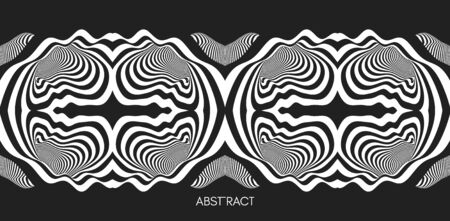 Pattern with optical illusion. Black and white design. Abstract striped background. Vector illustration. のイラスト素材