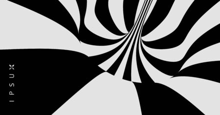 Pattern with optical illusion. Black and white design. Abstract striped background. Vector illustration.のイラスト素材