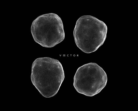 Abstract form consisting of small particles. Objects with dots. Molecular grid. 3d vector illustration. Futuristic connection structure for education and science.
のイラスト素材