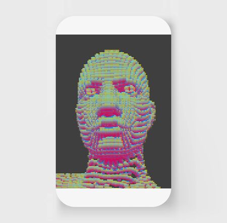 Face recognition. Abstract digital human head. Futuristic background. Vector Illustration for...