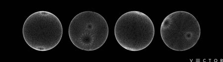 The sphere consisting of points. Global digital connections. Technology concept. Array with dynamic particles. 3D grid design. Vector illustration for science and technology.のイラスト素材