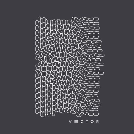 Black and white texture. Irregular array or matrix of random ovals. Vector illustration for print, textile, fabric, package, wrapping or cover. のイラスト素材