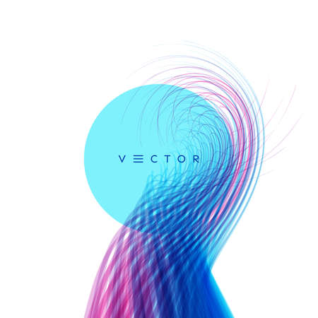 Abstract art in Japanese style. Curved lines with perspective effect. Optical fiber. 3d abstract background. Vector illustration.のイラスト素材