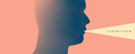 Speaking man. Symbolic image for advertising. Vector illustration with place for text.のイラスト素材