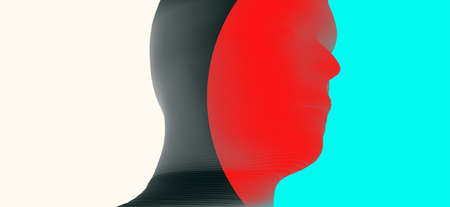 Face side view. Abstract human head silhouette with color gradient. Minimalistic design for business...