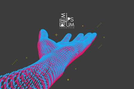 Hand open and ready to help. Human arm giving. Connection structure. 3D vector illustration for medicine, science or technology.のイラスト素材