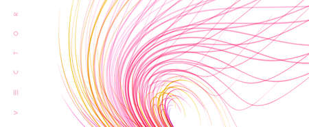 Curved lines with perspective effect. Optical fiber. 3d abstract background. Vector illustration.