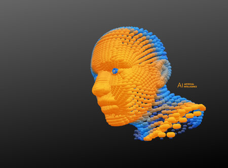 Face recognition. Abstract digital human head. Futuristic background. Vector Illustration for...