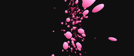 Floating liquid blobs. Abstract colorful banner with fluid shapes. Futuristic composition with bubbles. 3D vector illustration for advertising, marketing or presentation.のイラスト素材