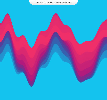 Abstract waveform background. 3d technology style. Vector illustration with sound waves.のイラスト素材