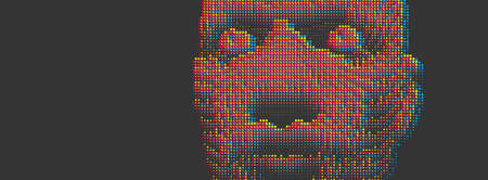 Artificial intelligence concept. Face recognition. Abstract digital human head. Futuristic background. Vector Illustration for advertising, marketing or presentation.のイラスト素材