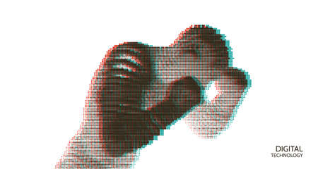 Boxer. Fighting man. Sport symbol. Vector illustration composed of particles.のイラスト素材