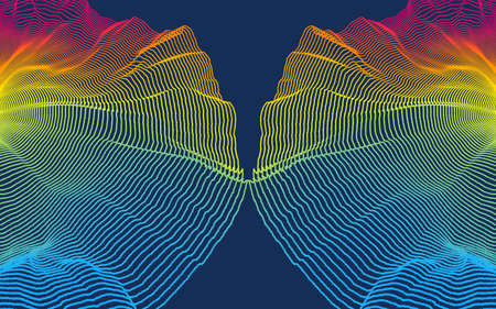 Wave background. Abstract vector illustration. 3d technology style. Network design with particle.