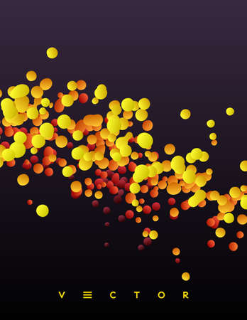 Many flying spheres of different sizes in empty space. Abstract background. 3d vector illustration.のイラスト素材