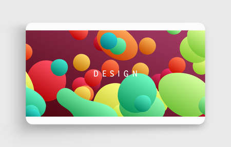 Floating liquid blobs. Abstract colorful banner with fluid shapes. Futuristic composition with...