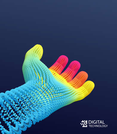 Hand open and ready to help. Human arm giving. Connection structure. 3D vector illustration for medicine, science or technology.のイラスト素材