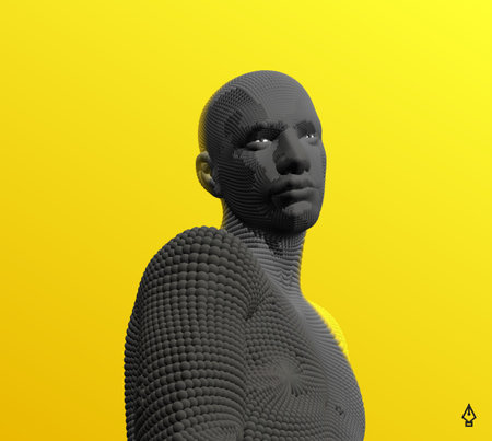 3d abstract human torso. Vector illustration composed of particles.