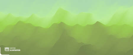 Landscape with green mountains. Mountainous terrain. Abstract nature background. Vector illustration.のイラスト素材