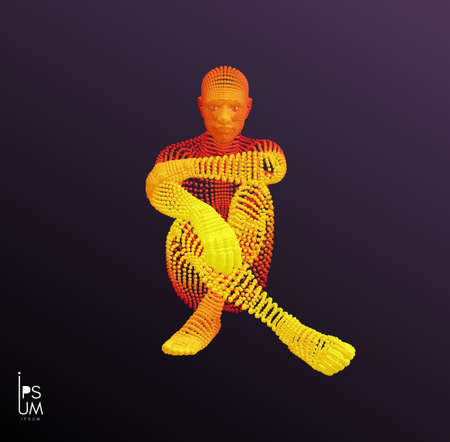 Man is thinking. Artificial intelligence concept. Digital technology background. Vector...